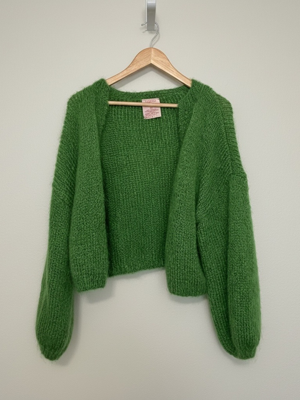 MOLUV by mors design Women’s Green 78% Karoo Mohair Hand Knit Cardigan XL